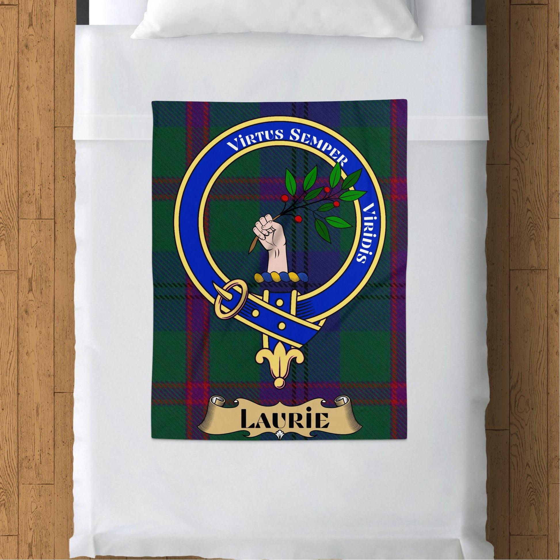 Scottish Clan Laurie Crest Tartan Blanket