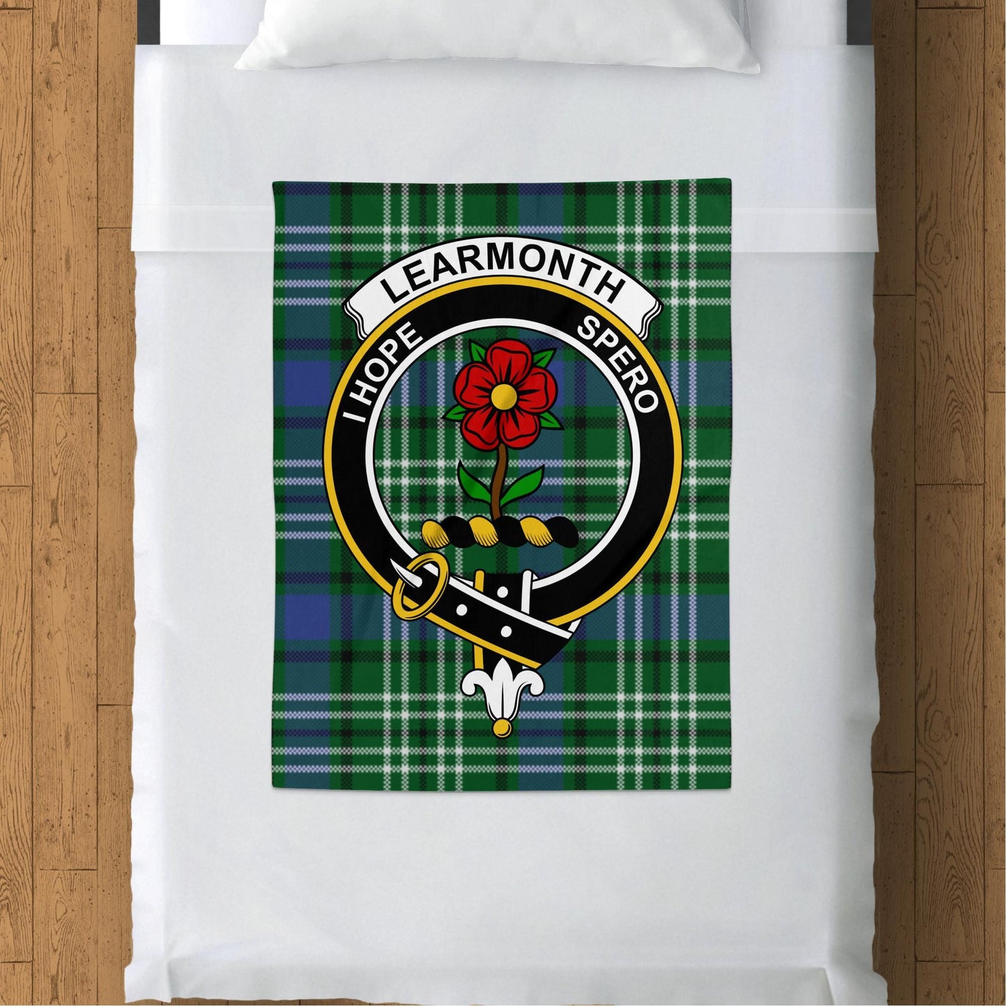 Scottish Clan Learmonth Crest Tartan Blanket