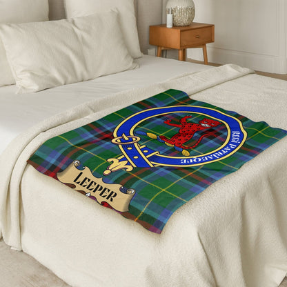 Scottish Clan Leeper Crest Tartan Blanket