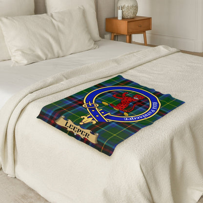 Scottish Clan Leeper Crest Tartan Blanket