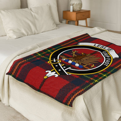 Scottish Clan Leslie Crest Tartan Blanket