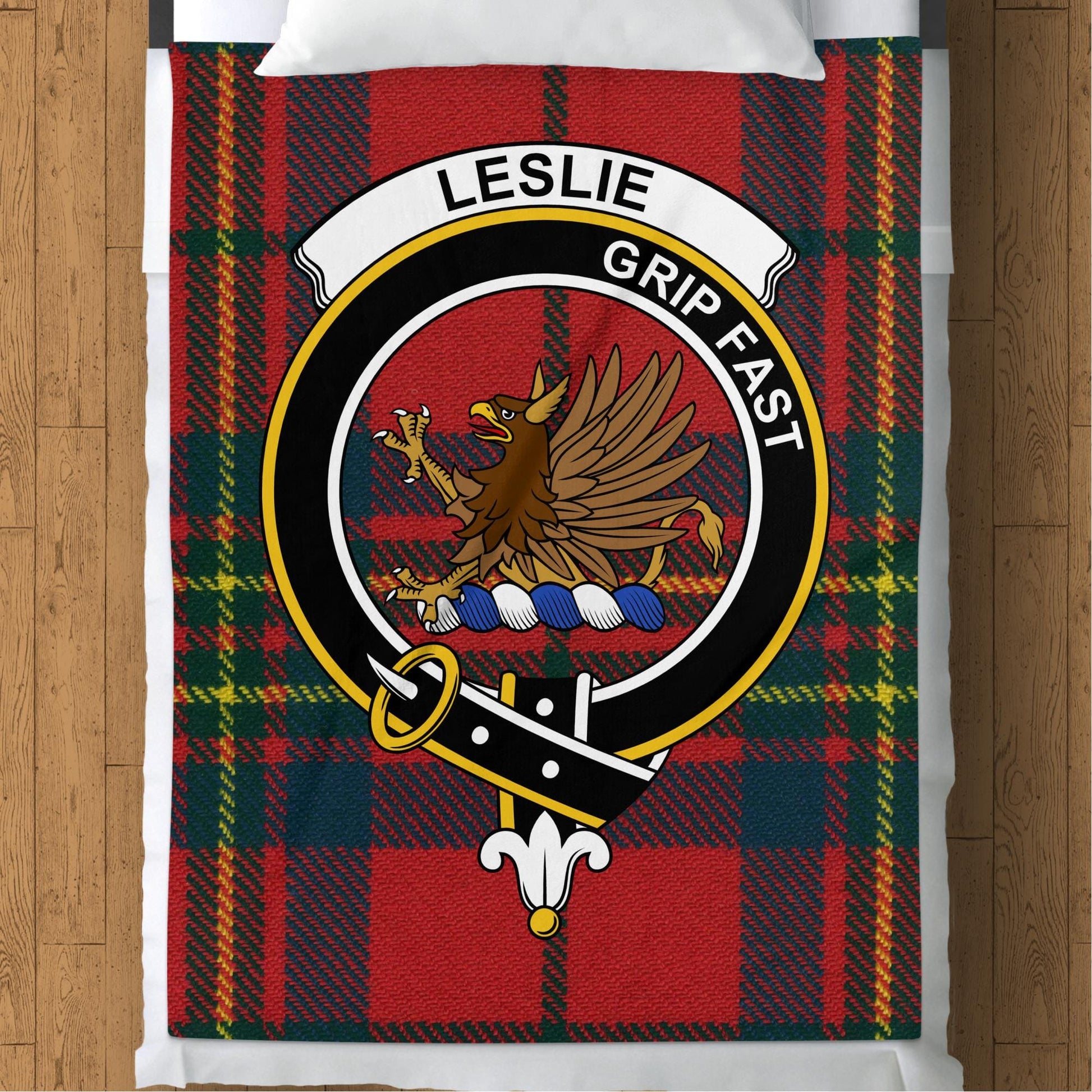 Scottish Clan Leslie Crest Tartan Blanket