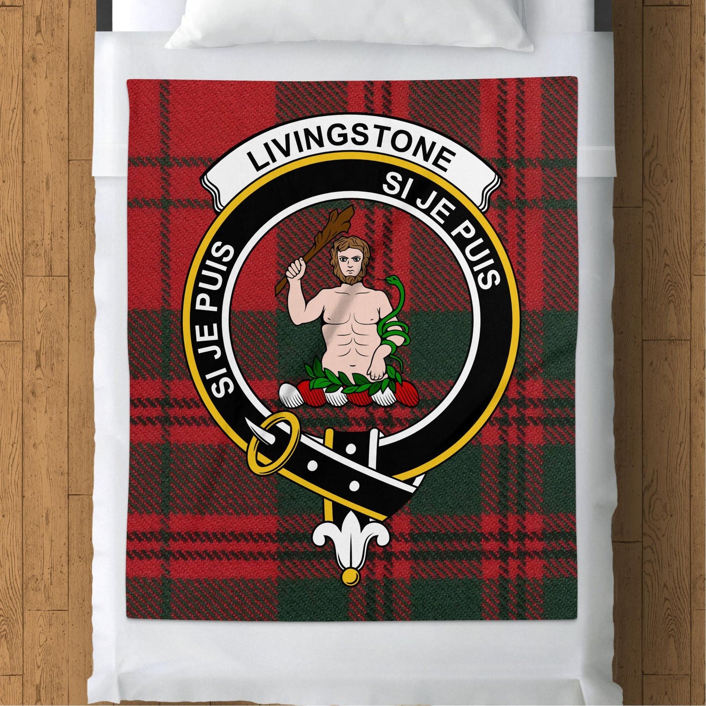 Scottish Clan Livingstone Crest Tartan Blanket