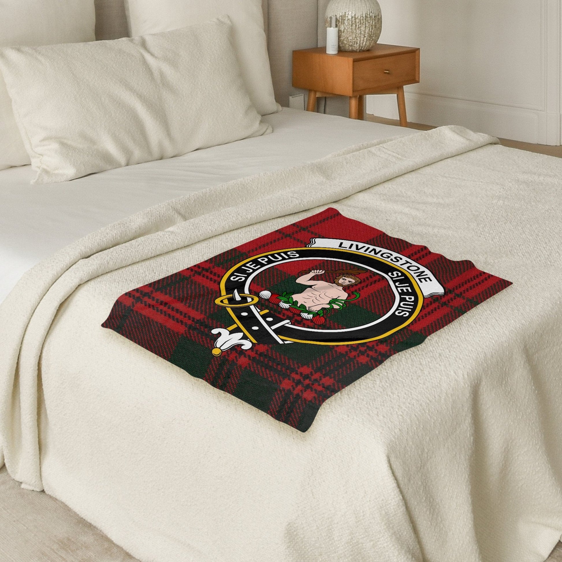 Scottish Clan Livingstone Crest Tartan Blanket