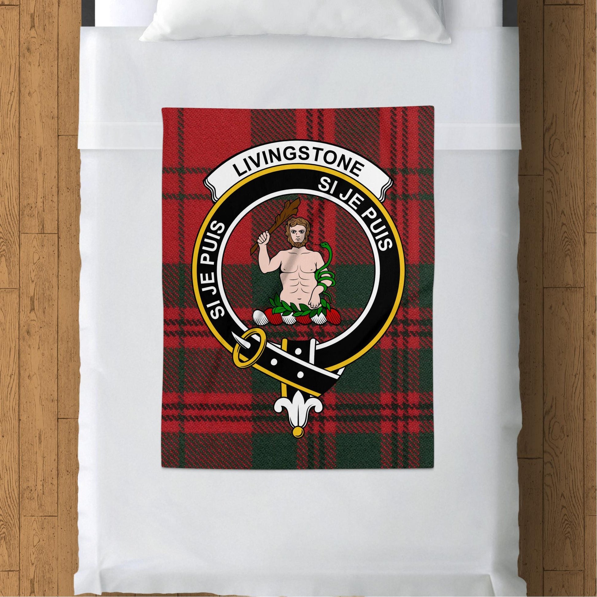 Scottish Clan Livingstone Crest Tartan Blanket