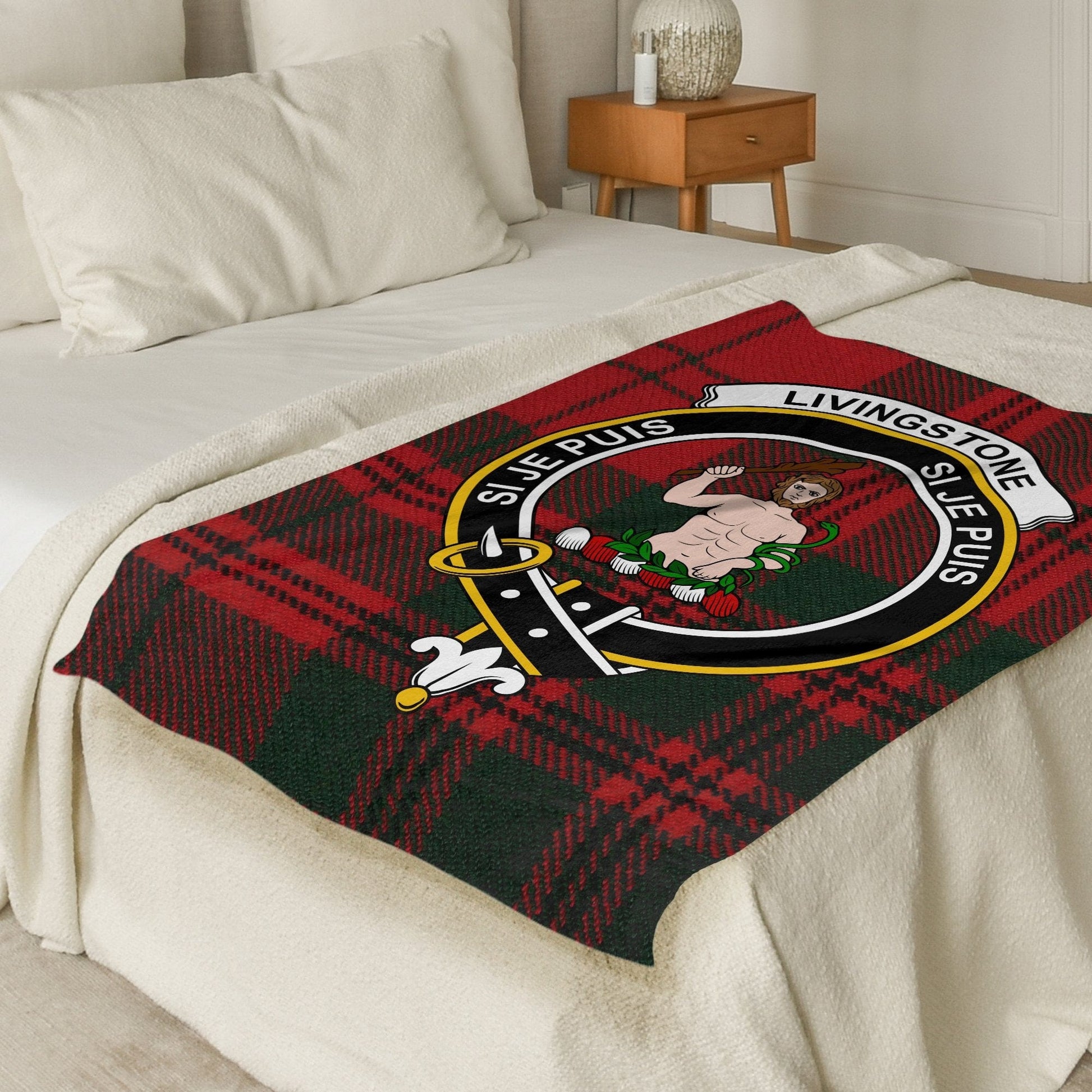 Scottish Clan Livingstone Crest Tartan Blanket