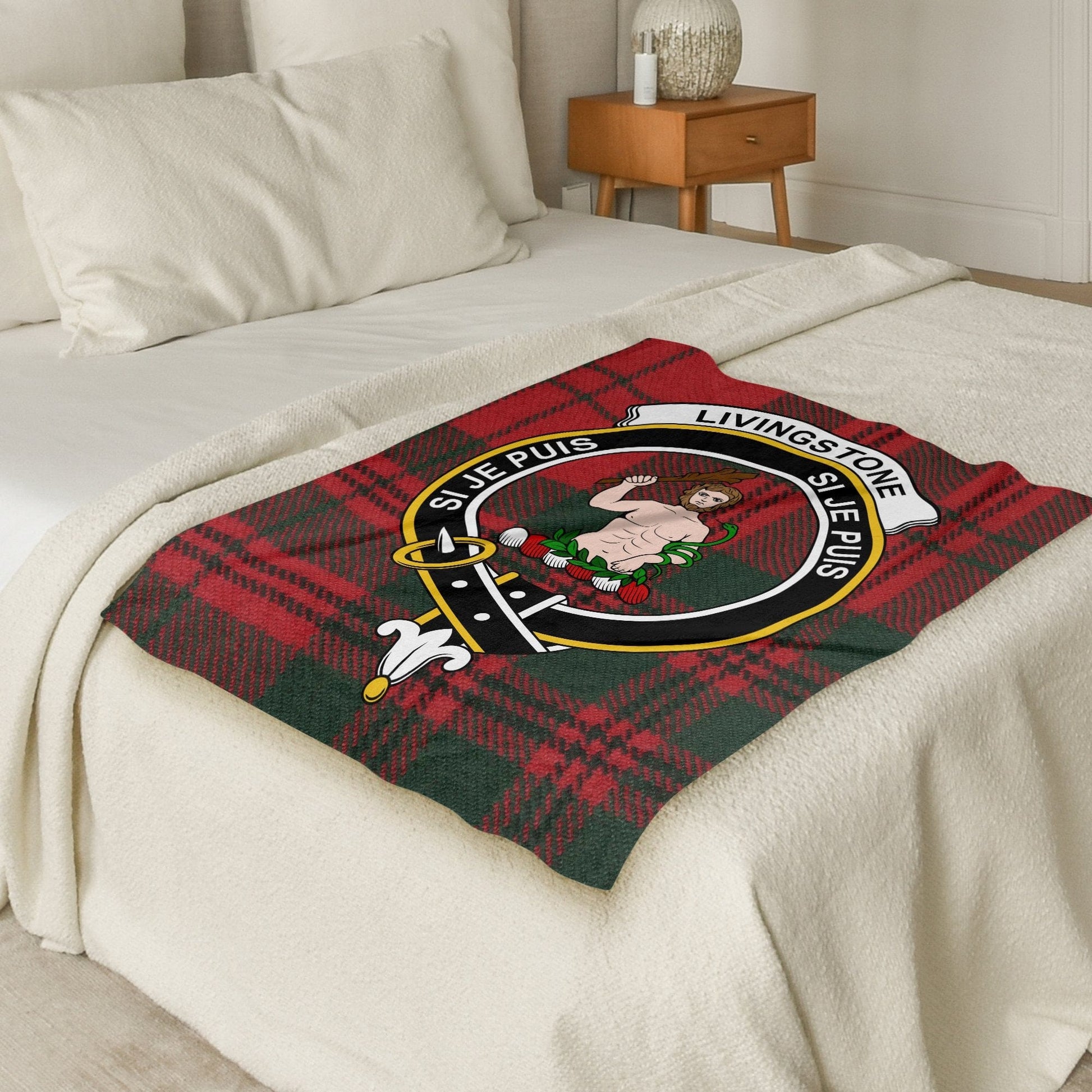 Scottish Clan Livingstone Crest Tartan Blanket