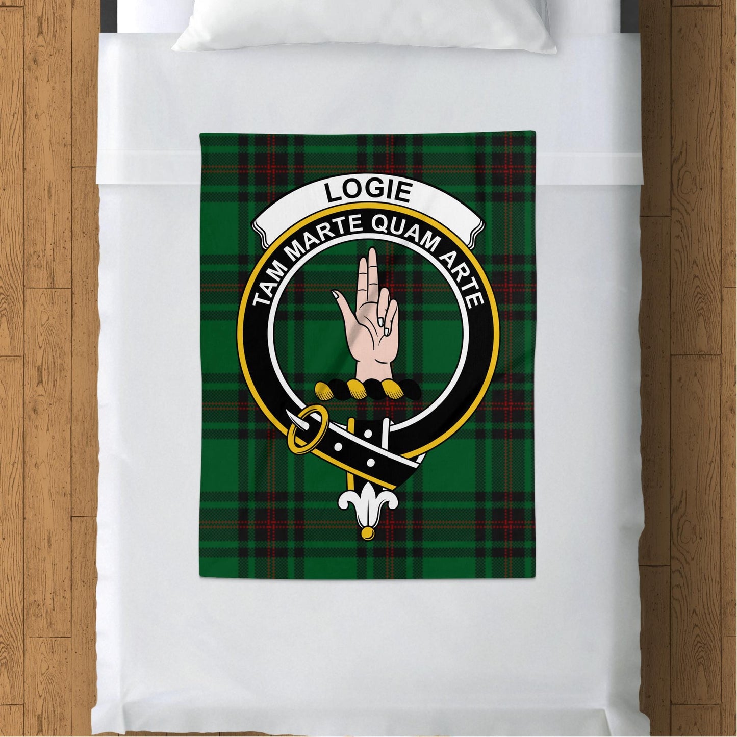 Scottish Clan Logie Crest Tartan Blanket