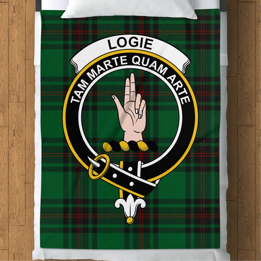 Scottish Clan Logie Crest Tartan Blanket