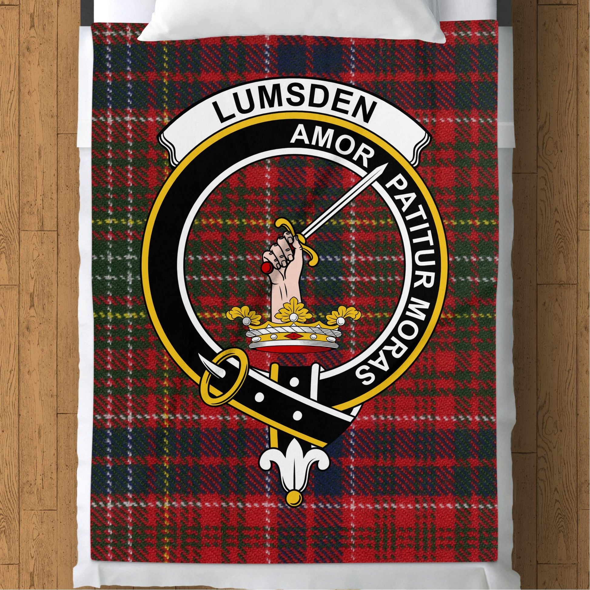 Scottish Clan Lumsden Crest Tartan Blanket