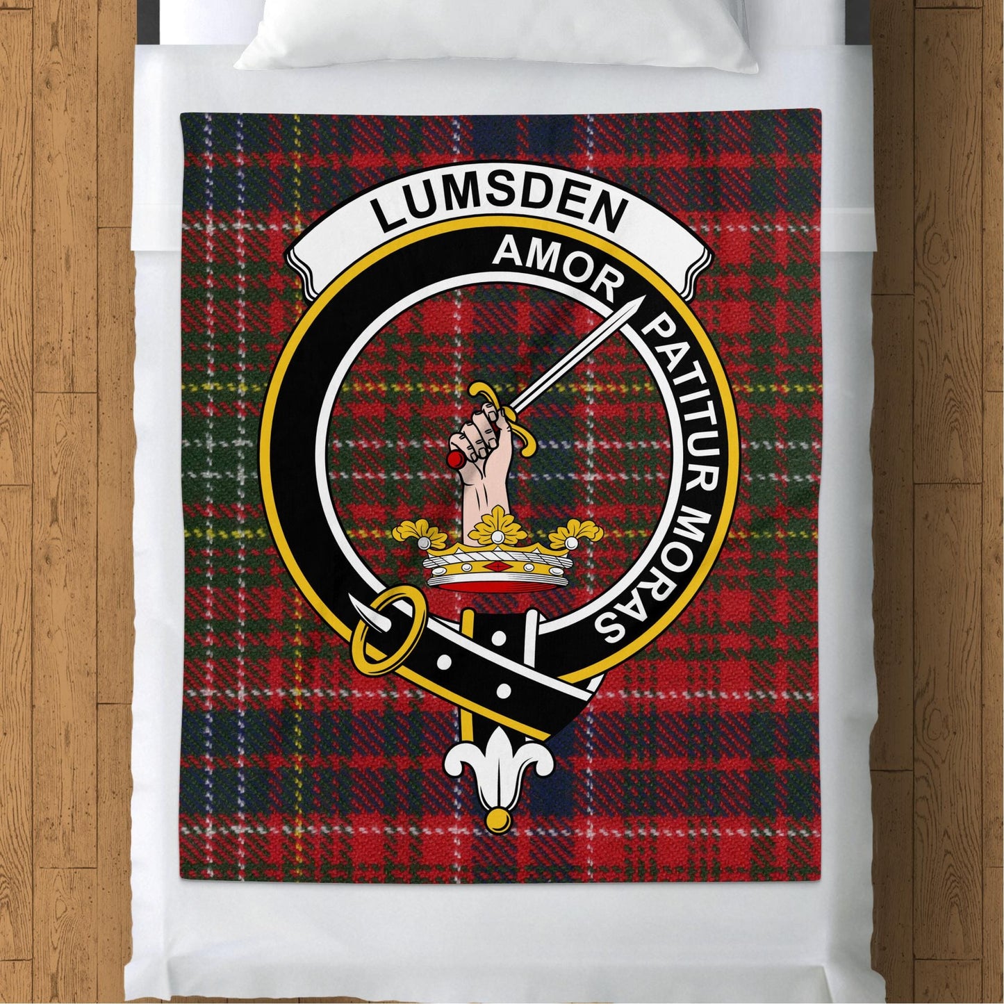 Scottish Clan Lumsden Crest Tartan Blanket