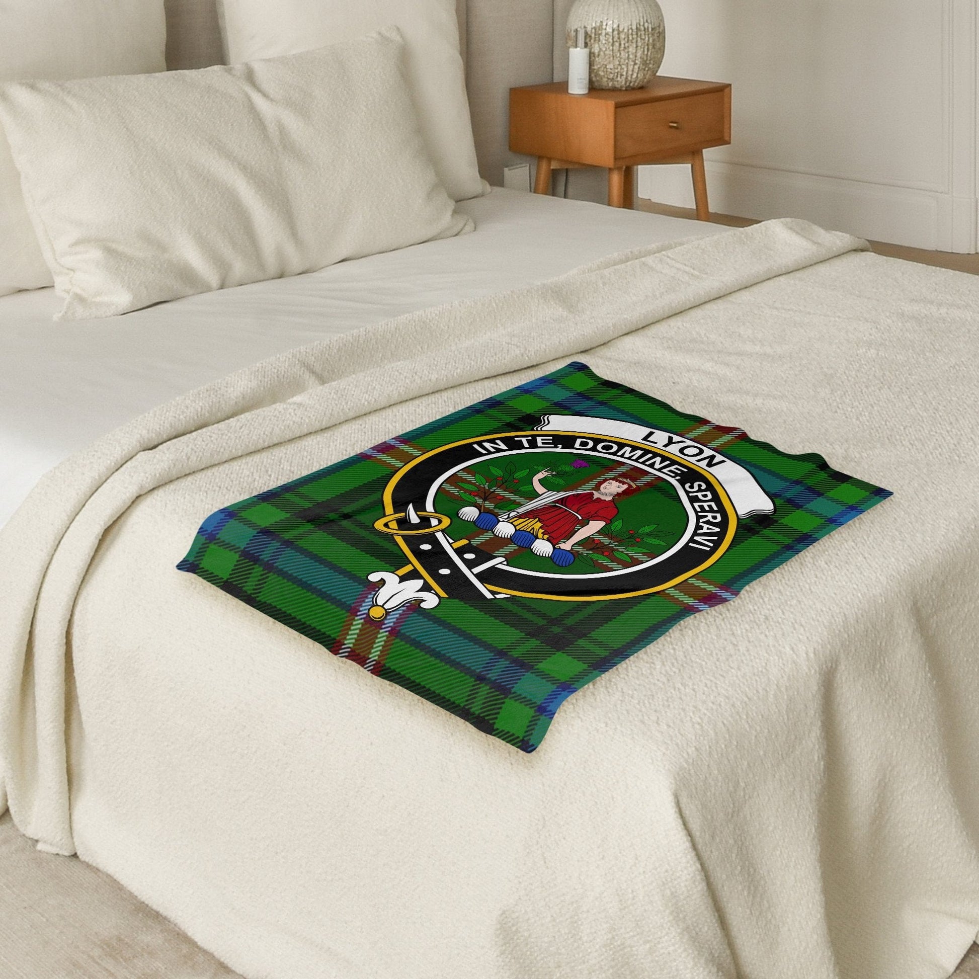 Scottish Clan Lyon Crest Tartan Plaid Blanket