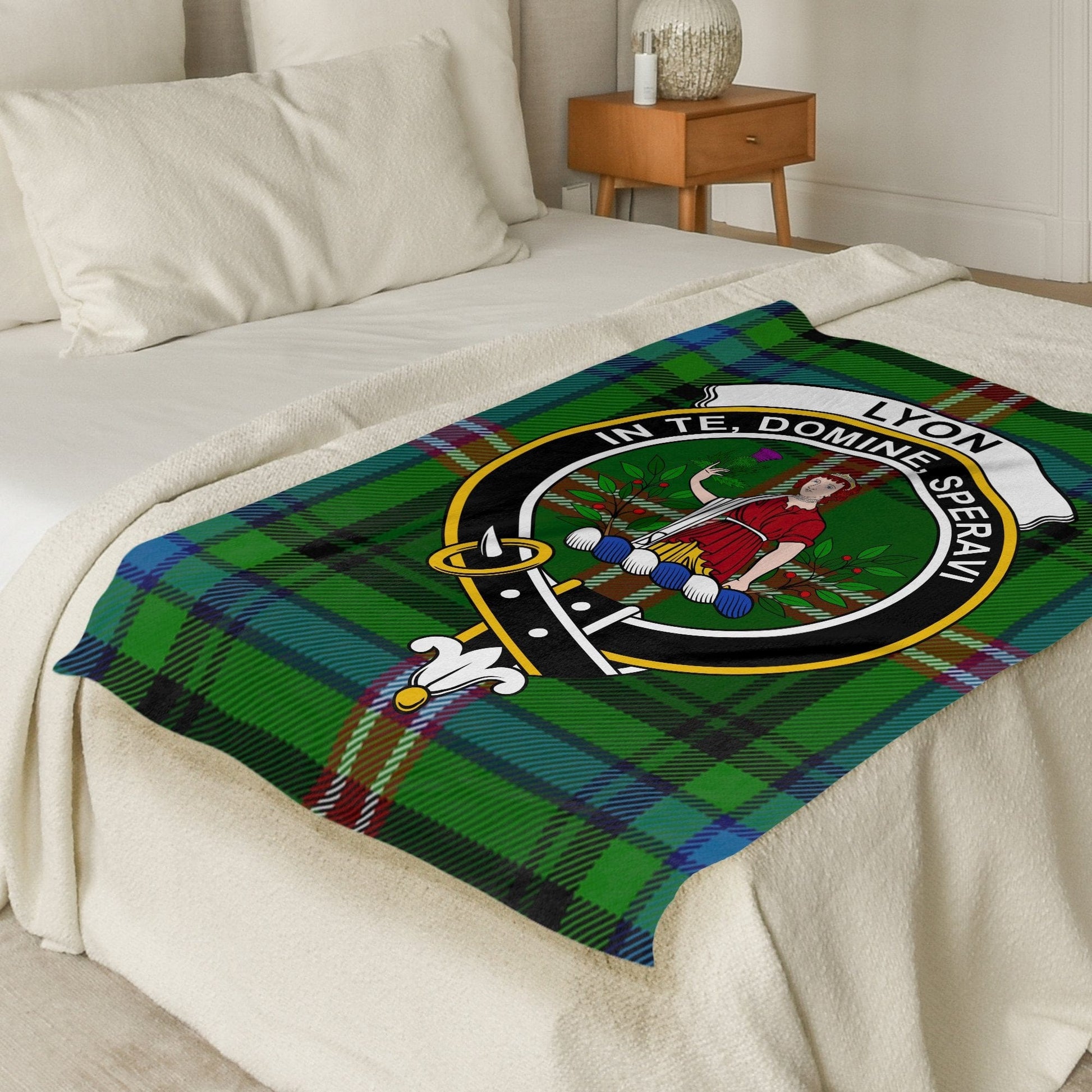 Scottish Clan Lyon Crest Tartan Plaid Blanket