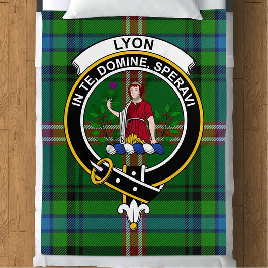 Scottish Clan Lyon Crest Tartan Plaid Blanket