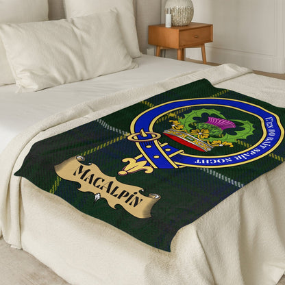 Scottish Clan MacAlpin Crest Tartan Blanket