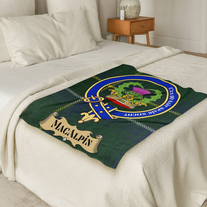 Scottish Clan MacAlpin Crest Tartan Blanket