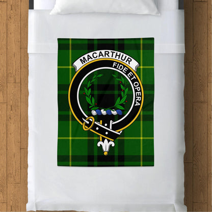 Scottish Clan Macarthur Crest Tartan Blanket