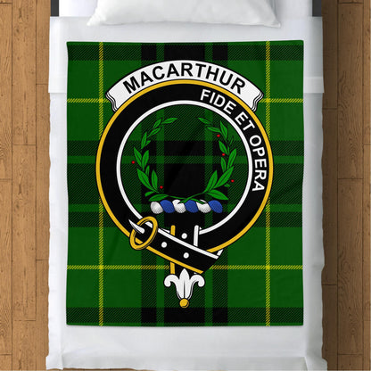 Scottish Clan Macarthur Crest Tartan Blanket