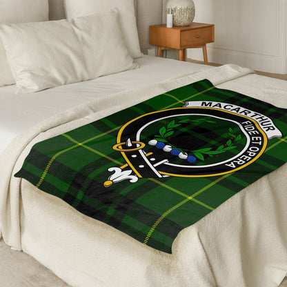 Scottish Clan Macarthur Crest Tartan Blanket