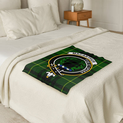 Scottish Clan Macarthur Crest Tartan Blanket