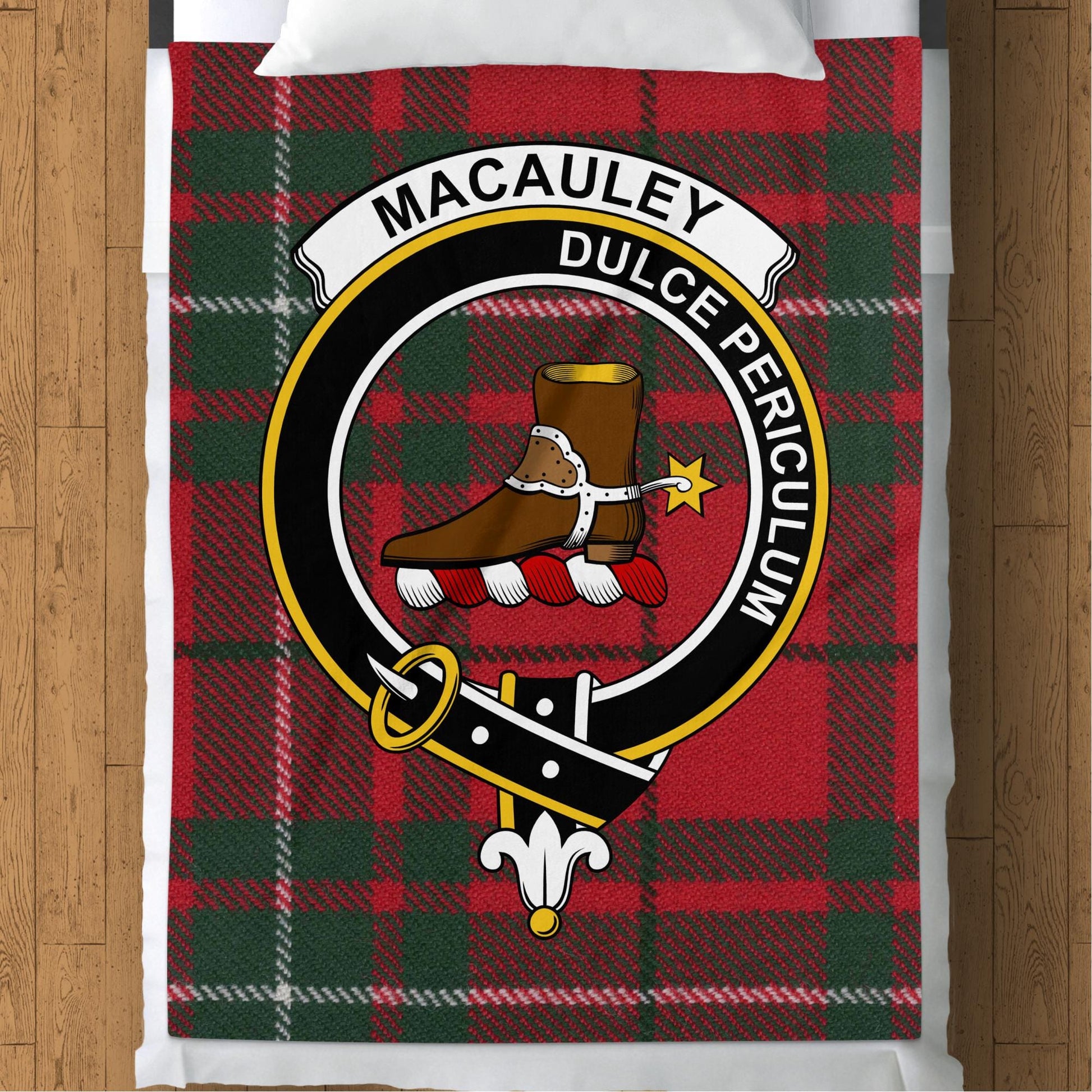 Scottish Clan MacAuley Crest Tartan Blanket