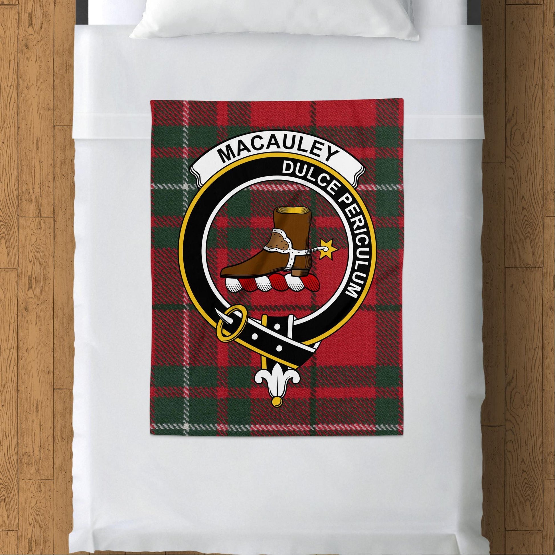 Scottish Clan MacAuley Crest Tartan Blanket