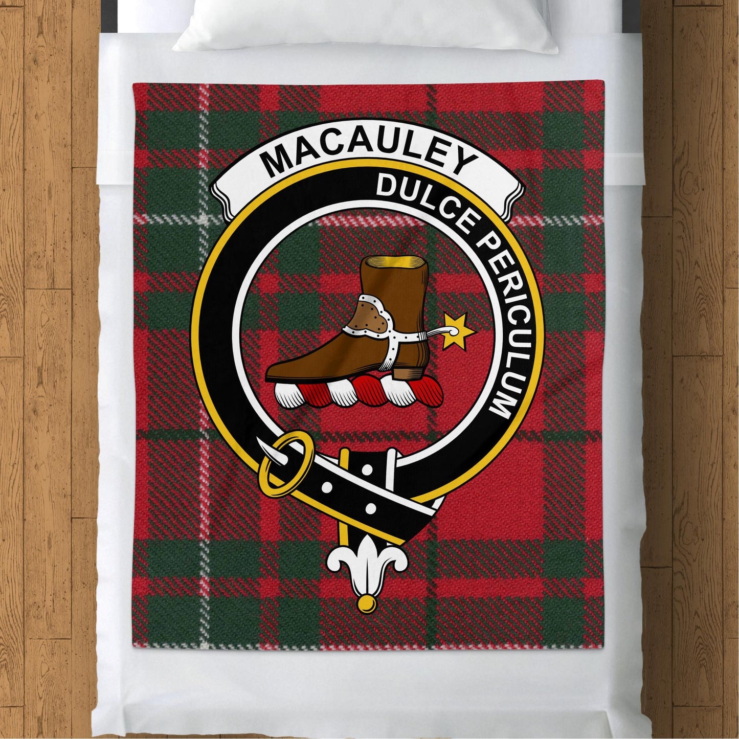 Scottish Clan MacAuley Crest Tartan Blanket