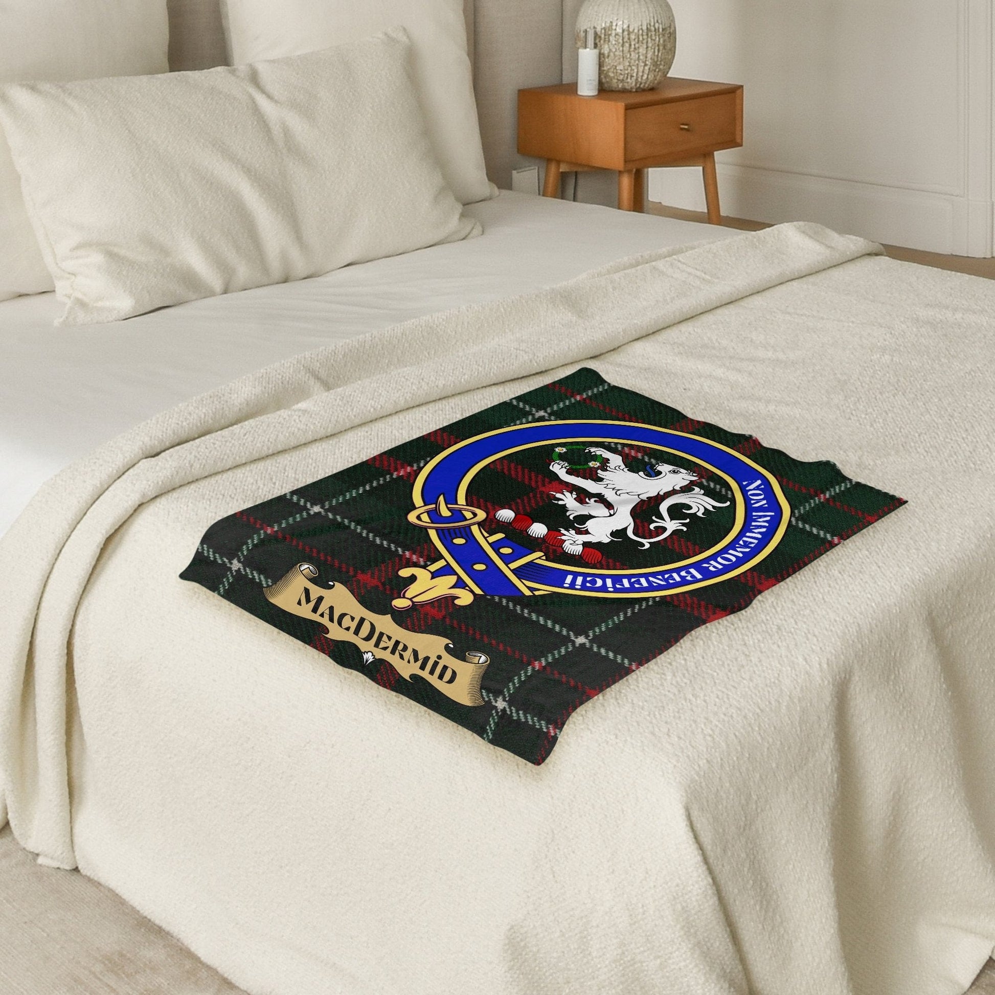 Scottish Clan MacDermid Crest Tartan Blanket