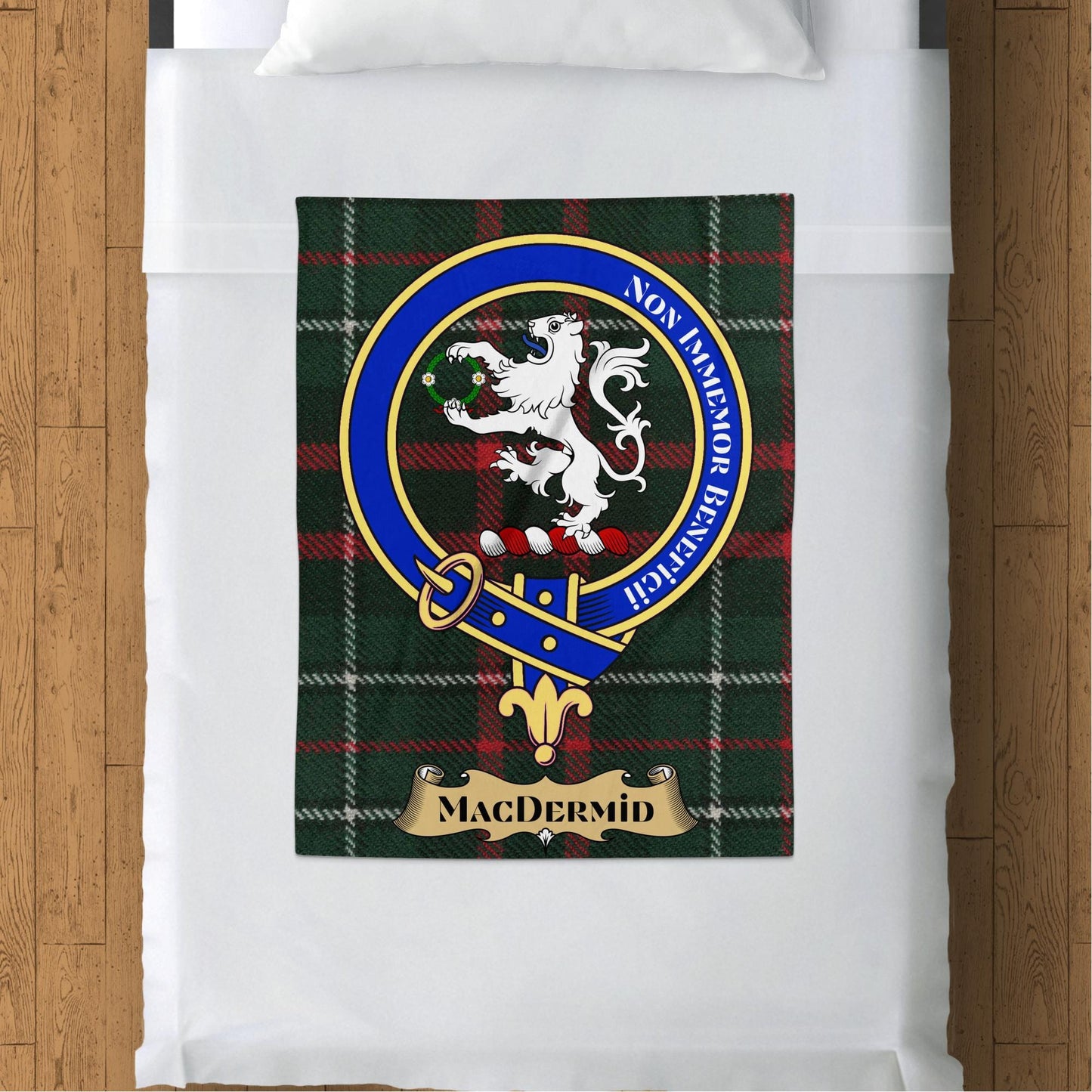 Scottish Clan MacDermid Crest Tartan Blanket