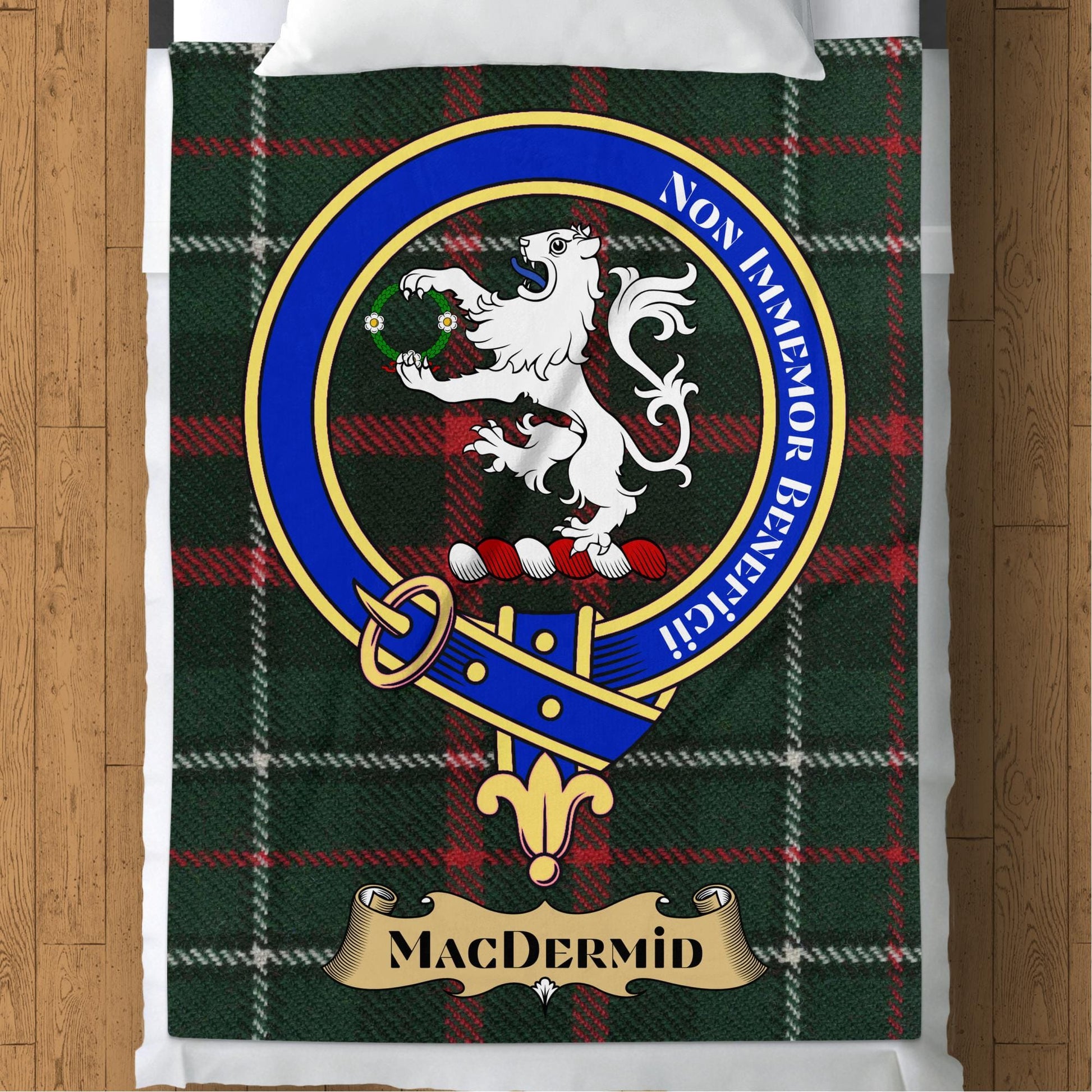 Scottish Clan MacDermid Crest Tartan Blanket