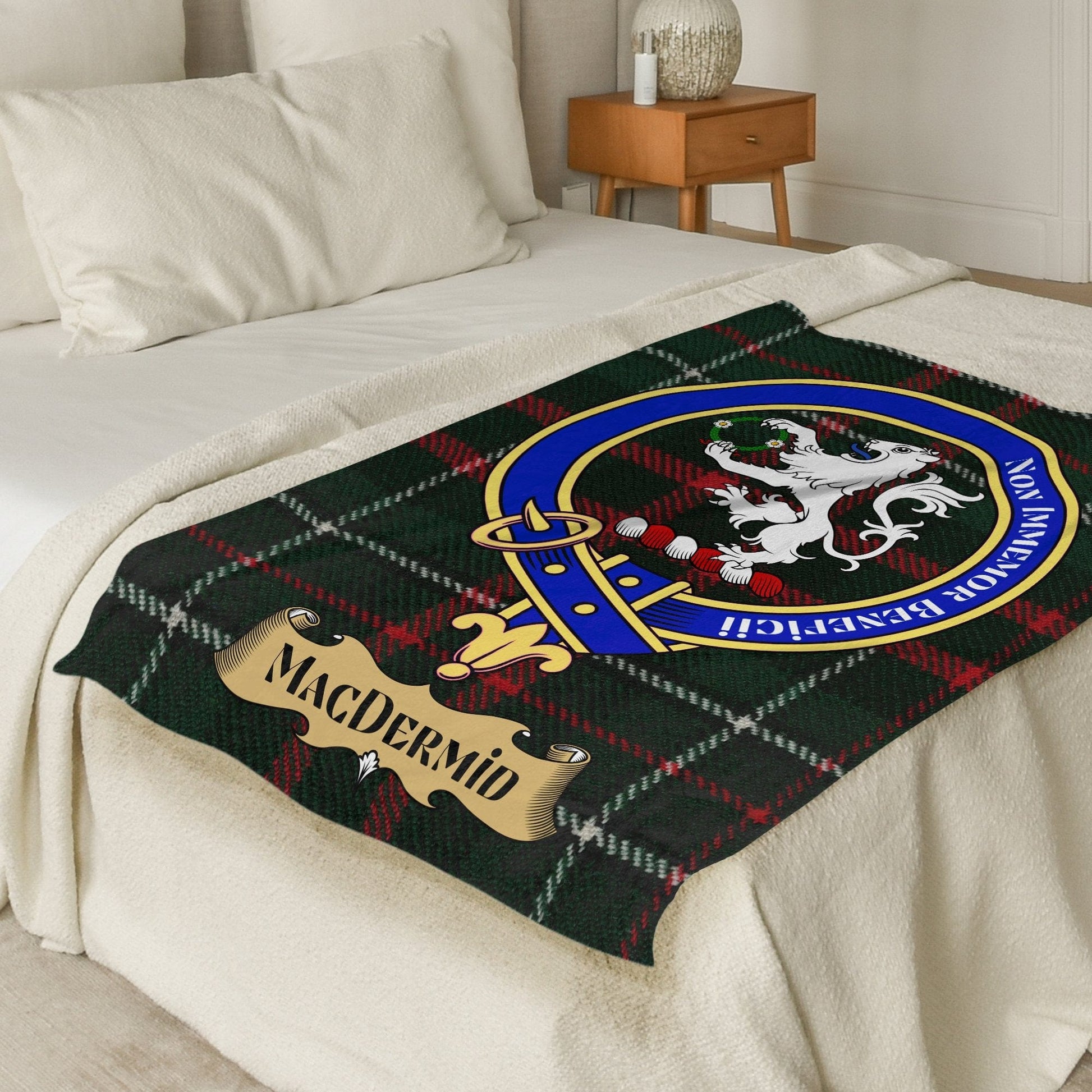 Scottish Clan MacDermid Crest Tartan Blanket