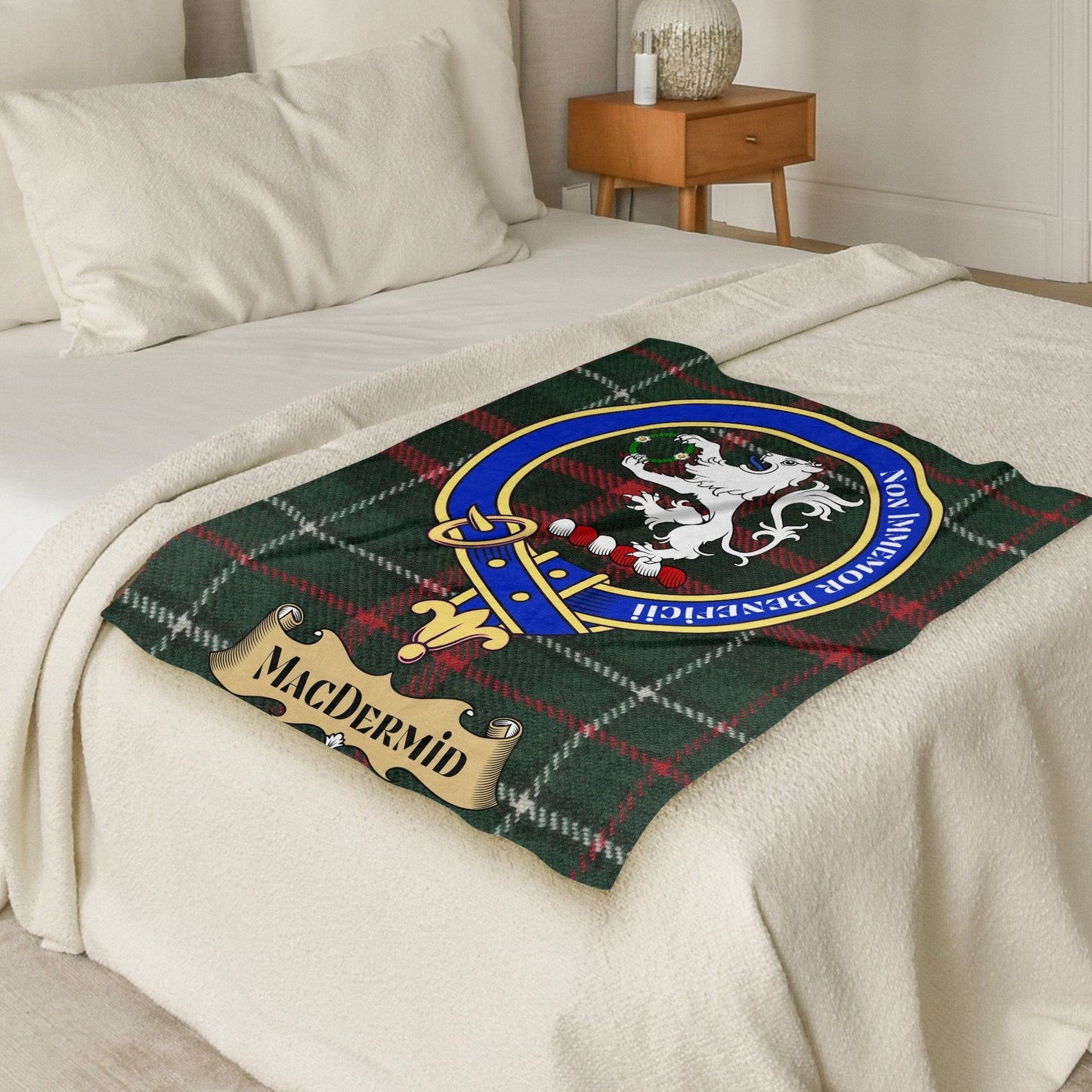 Scottish Clan MacDermid Crest Tartan Blanket