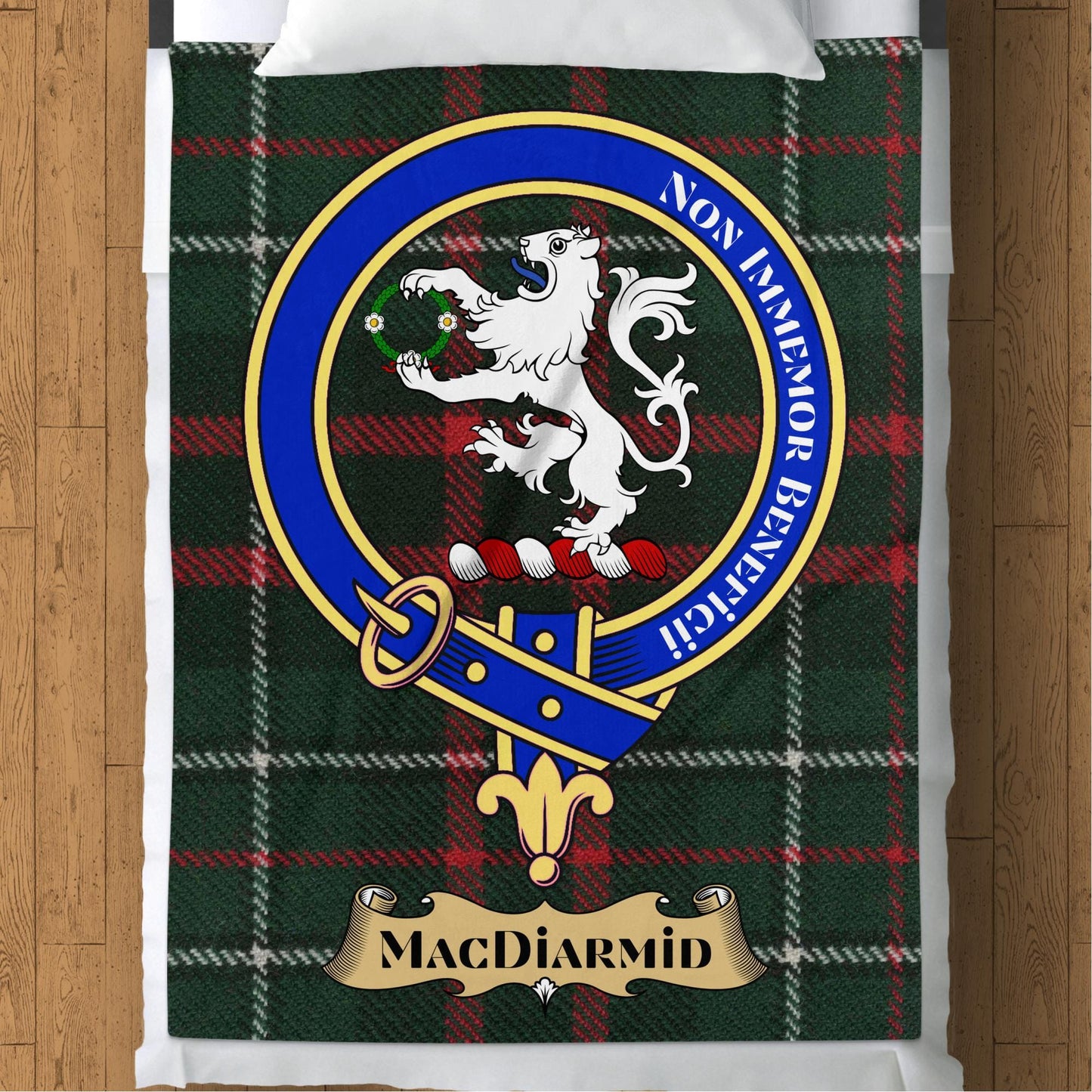 Scottish Clan MacDiarmid Crest Tartan Blanket