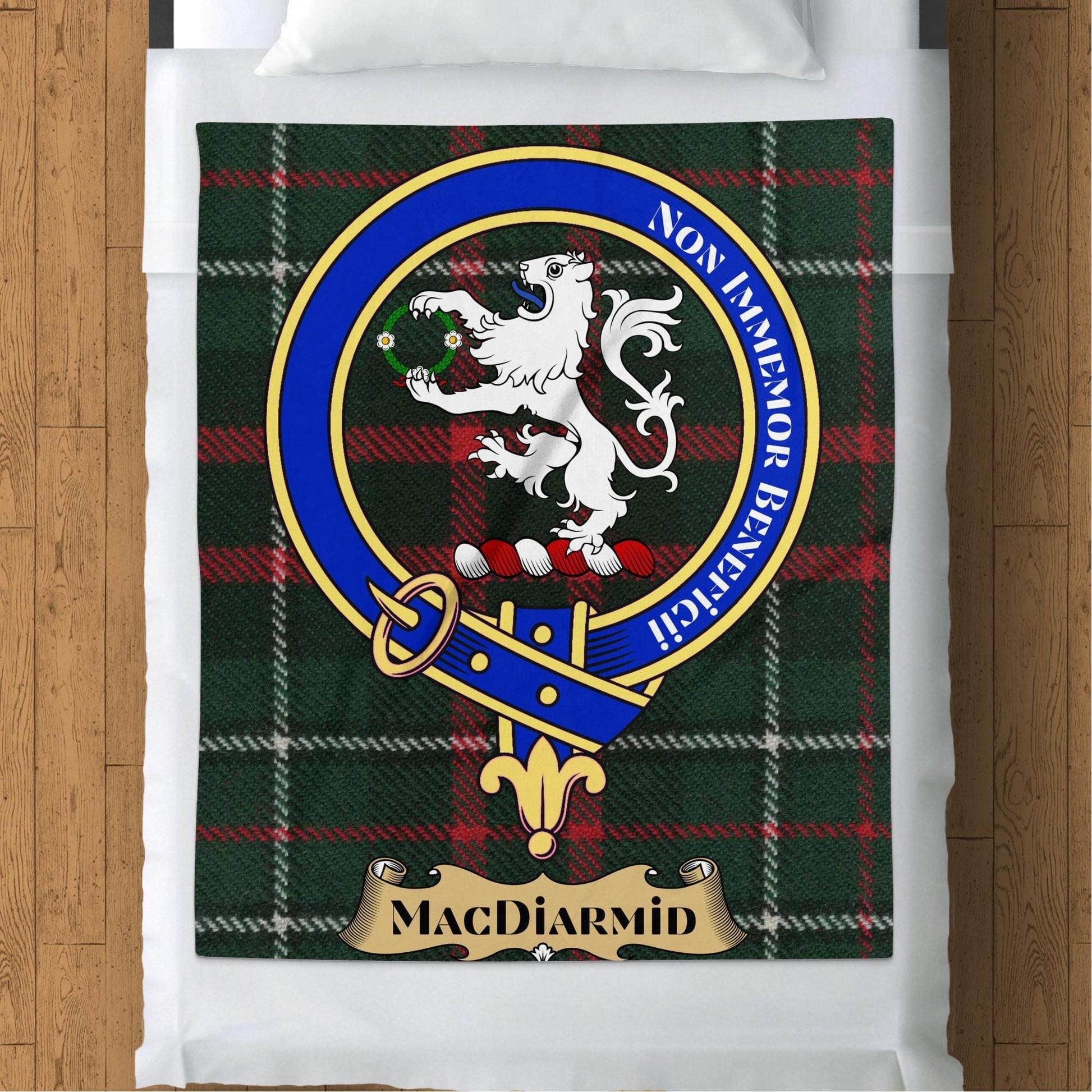 Scottish Clan MacDiarmid Crest Tartan Blanket