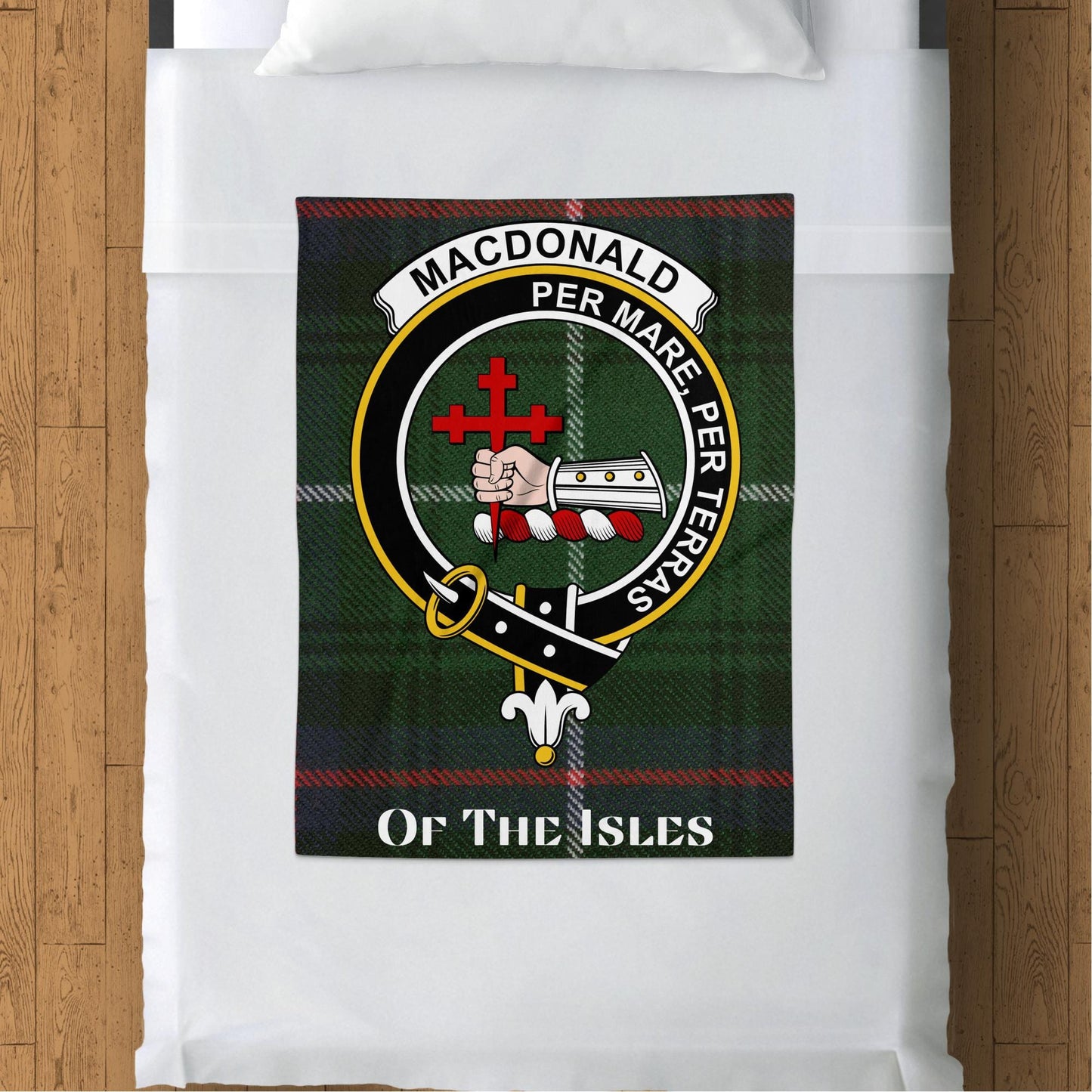 Scottish Clan MacDonald Crest Tartan Blanket