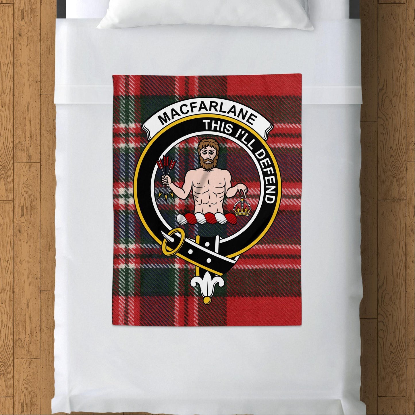 Scottish Clan Macfarlane Crest Tartan Blanket