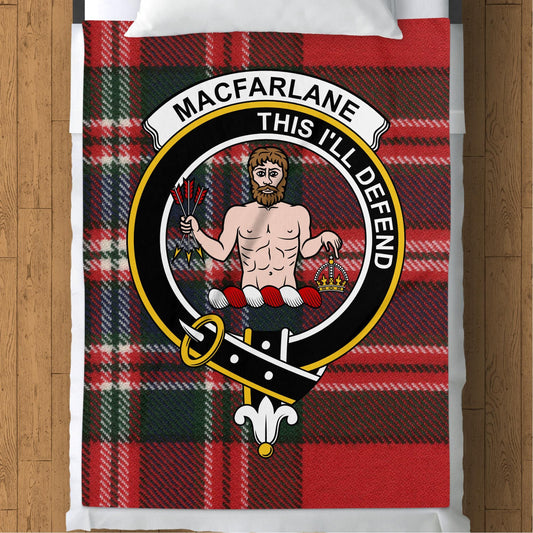 Scottish Clan Macfarlane Crest Tartan Blanket