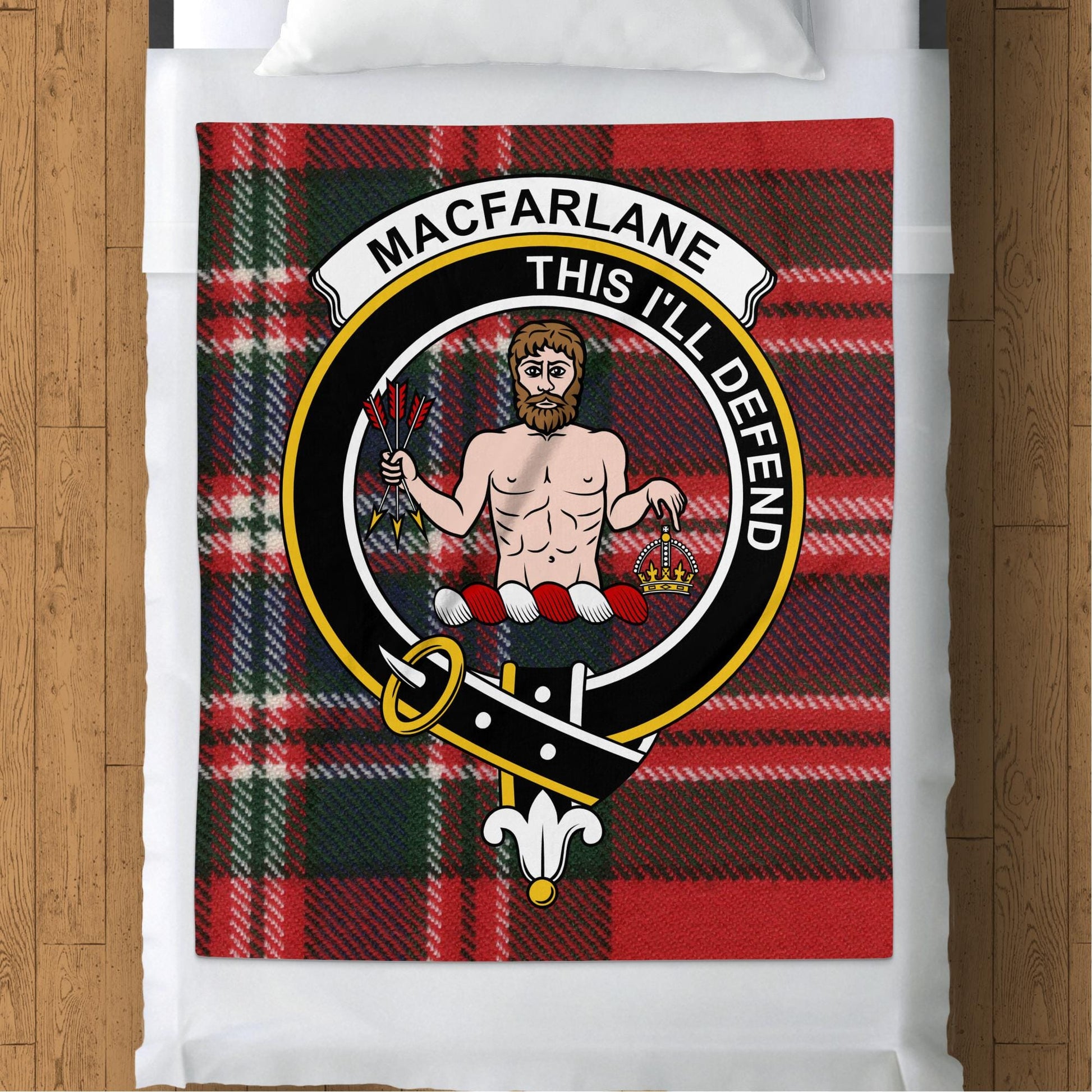 Scottish Clan Macfarlane Crest Tartan Blanket