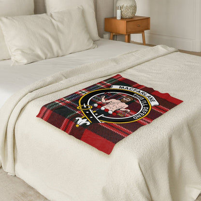 Scottish Clan Macfarlane Crest Tartan Blanket