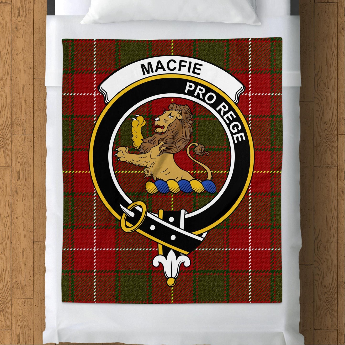 Scottish Clan Macfie Crest Tartan Blanket