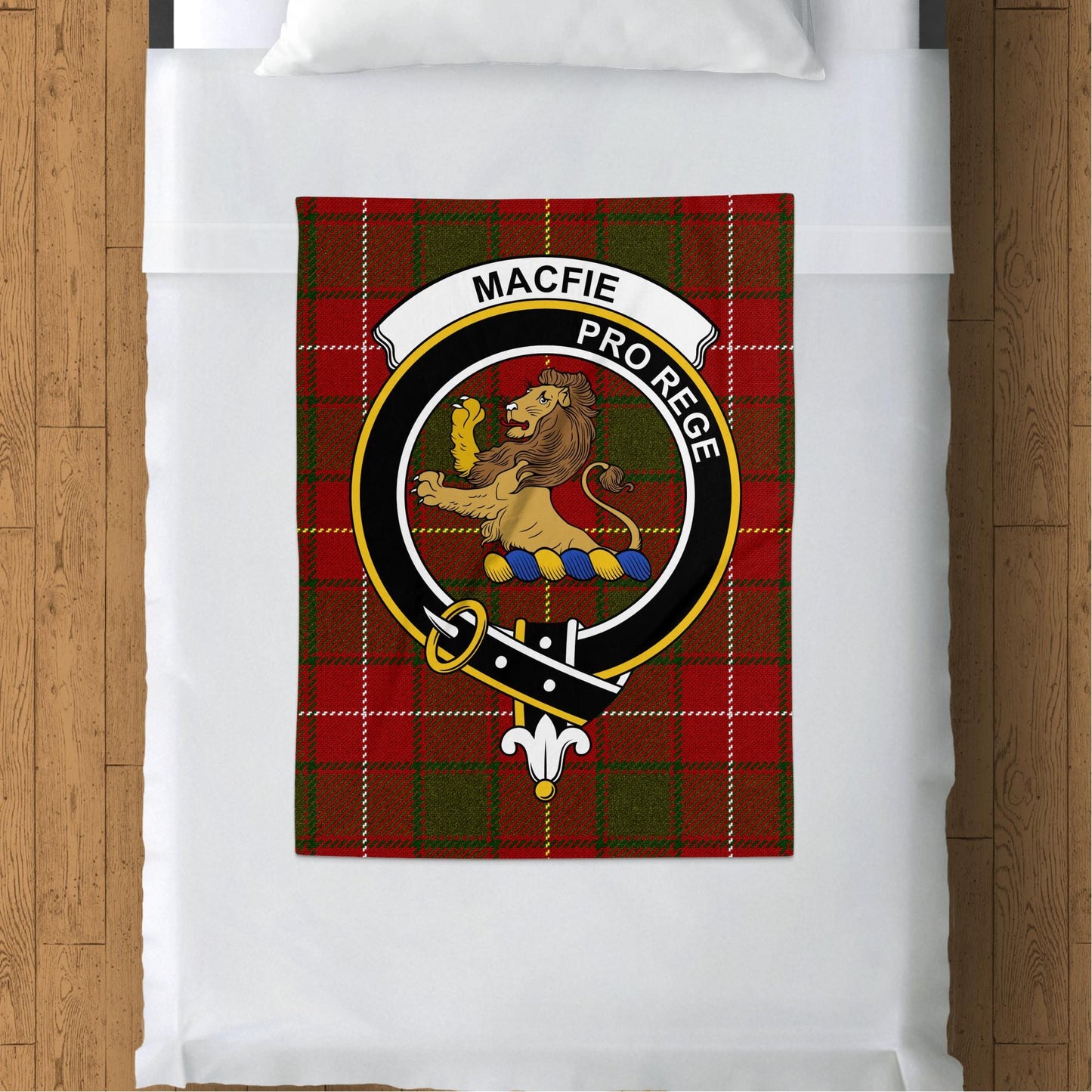 Scottish Clan Macfie Crest Tartan Blanket