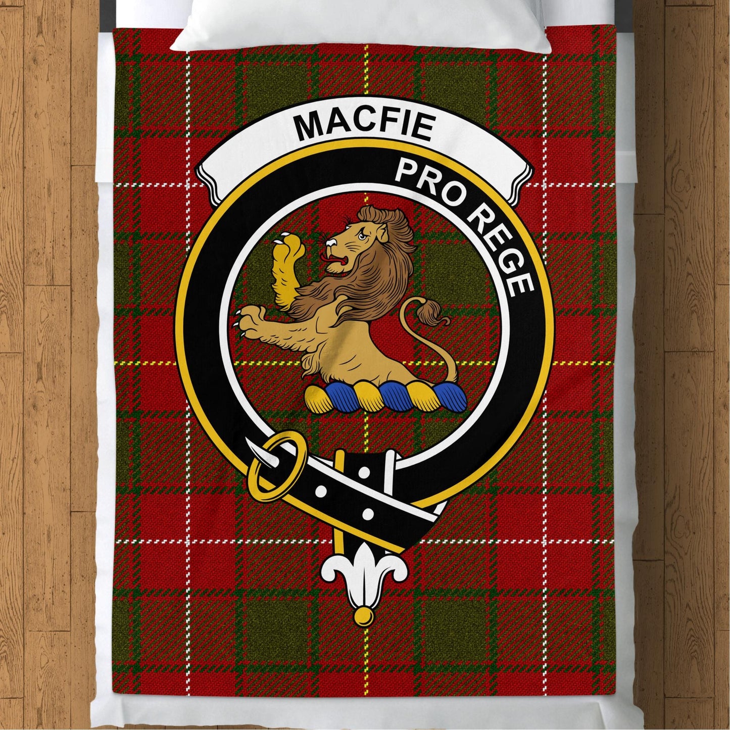 Scottish Clan Macfie Crest Tartan Blanket