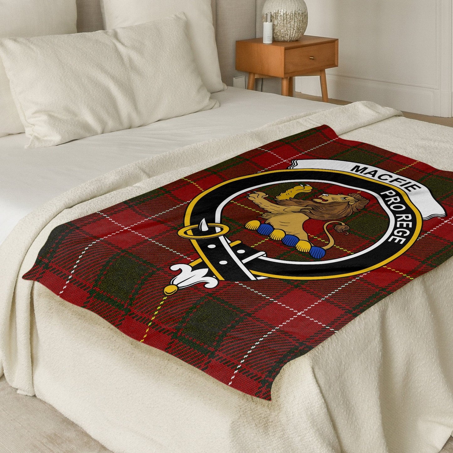 Scottish Clan Macfie Crest Tartan Blanket