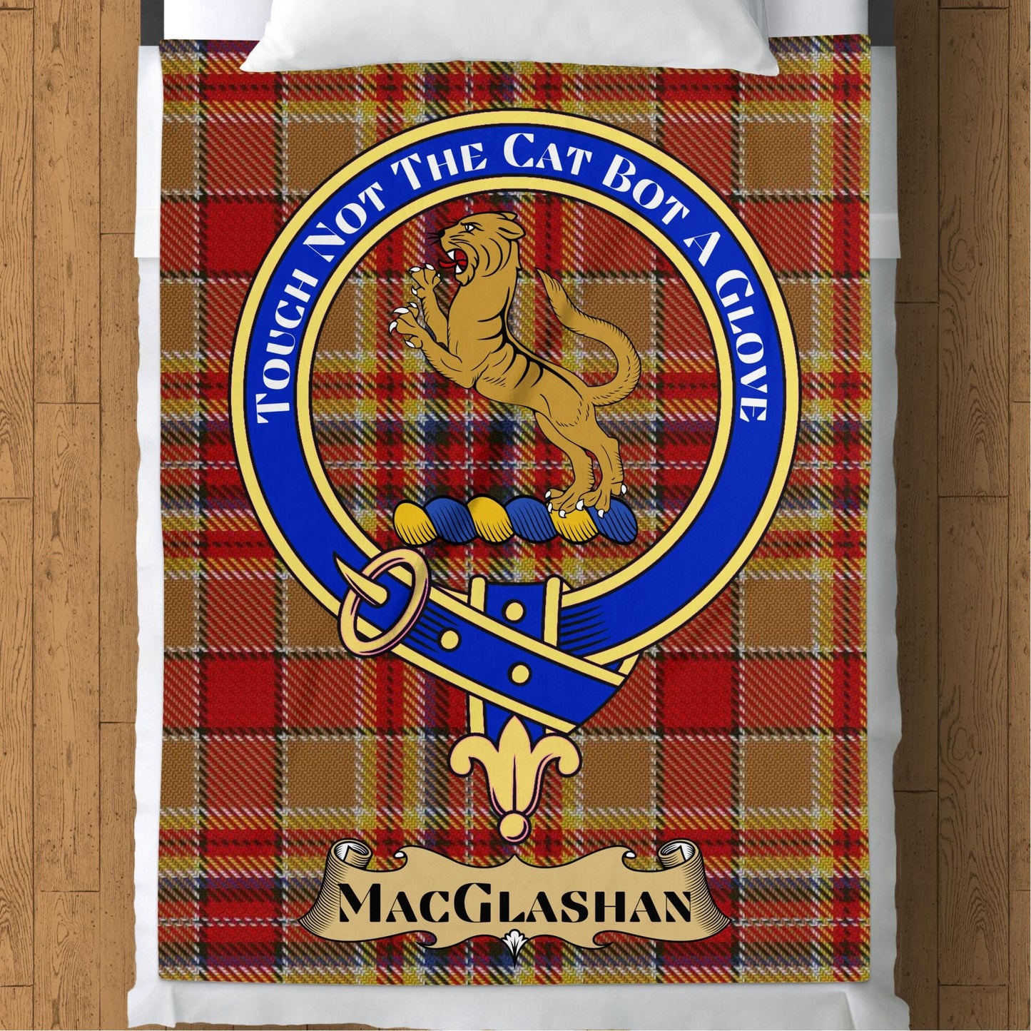 Scottish Clan MacGlashan Crest Tartan Blanket