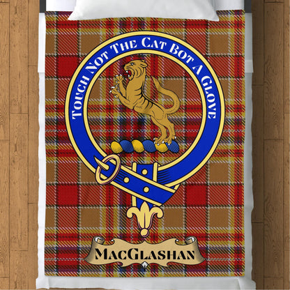 Scottish Clan MacGlashan Crest Tartan Blanket