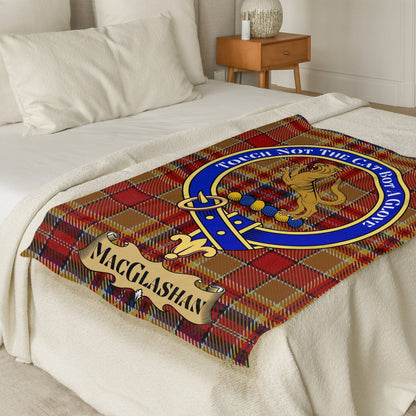 Scottish Clan MacGlashan Crest Tartan Blanket