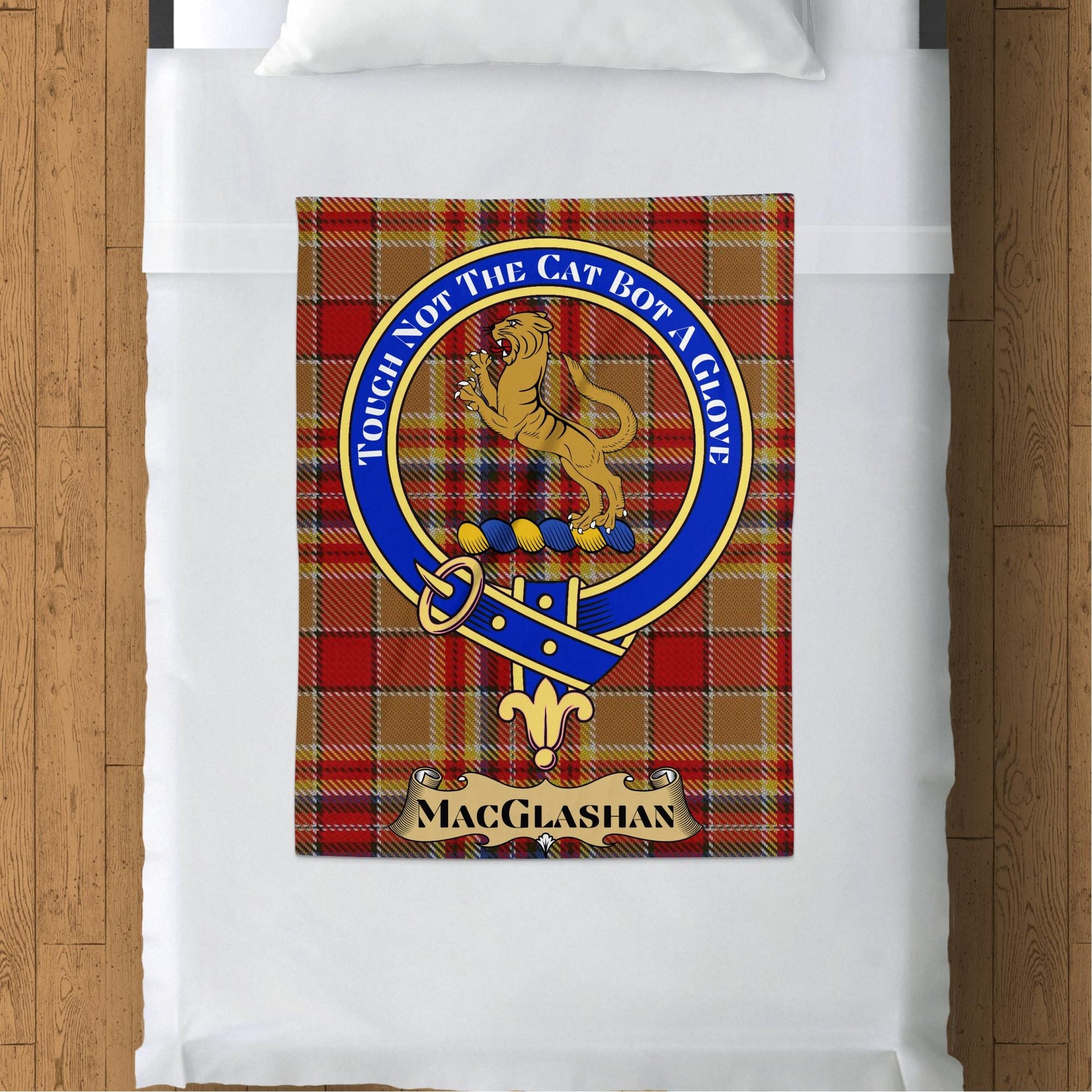 Scottish Clan MacGlashan Crest Tartan Blanket