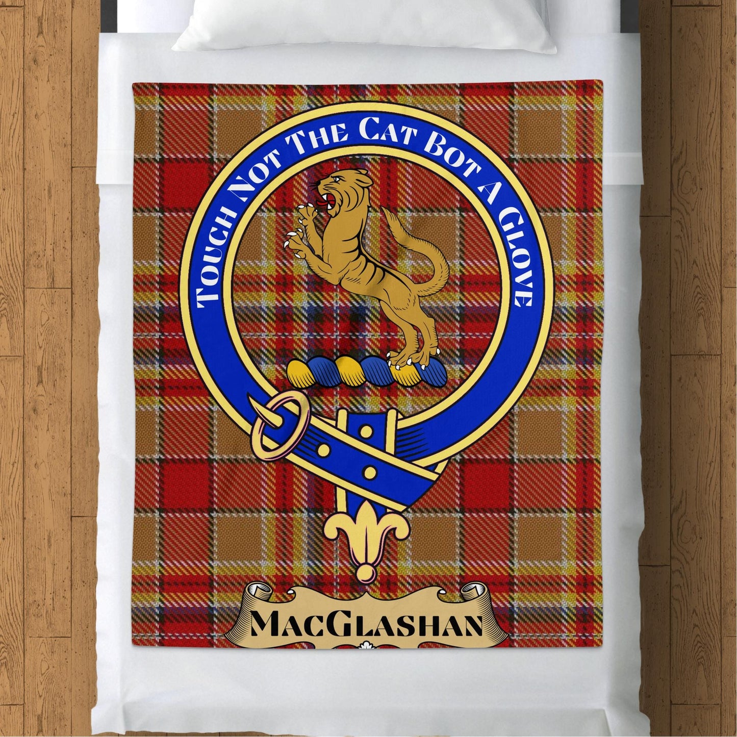 Scottish Clan MacGlashan Crest Tartan Blanket