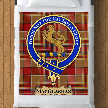 Scottish Clan MacGlashan Crest Tartan Blanket