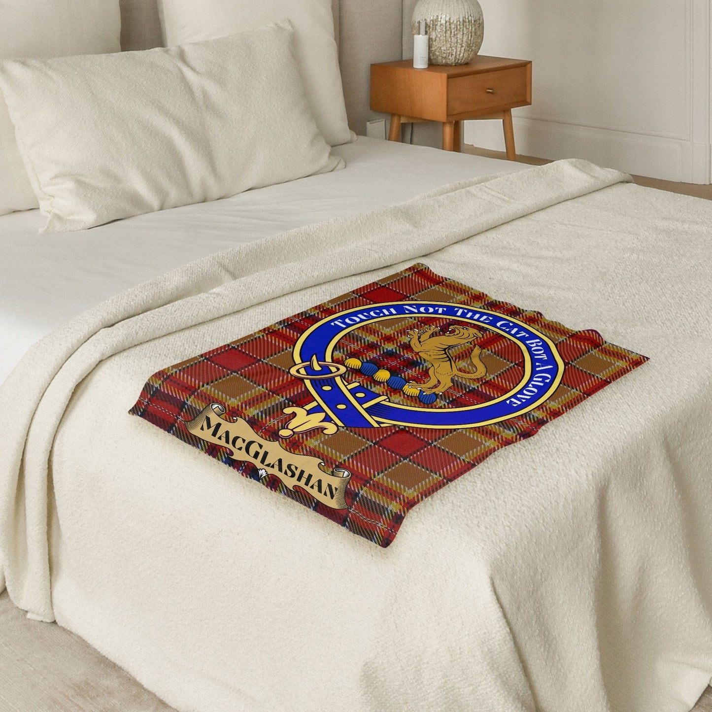 Scottish Clan MacGlashan Crest Tartan Blanket